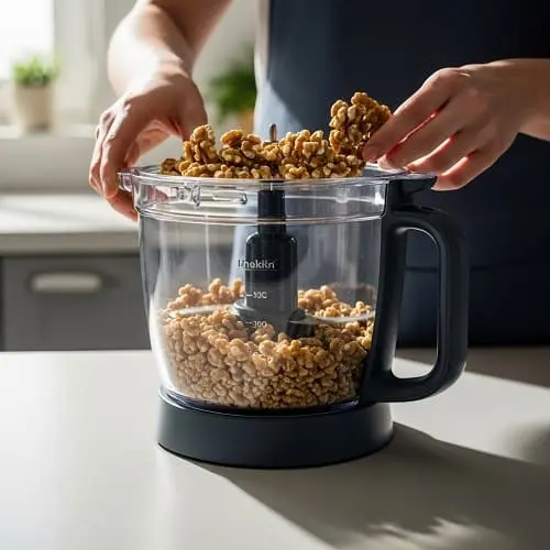 Walnüsse werden im Thermomix zerkleinert