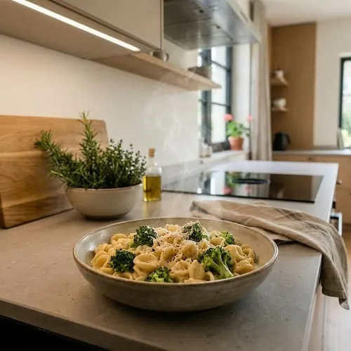 15-Minuten-Rezepte vegetarisch: 10 schnelle Ideen 8 Nudeln mit Brokkoli und Käsesoße als schnelles vegetarisches 15-Minuten-Rezept