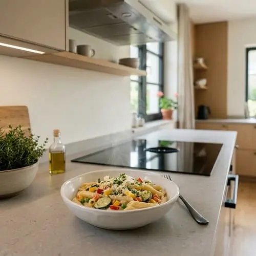 Cremige Gemüse-Pasta als schnelles Thermomix Mittagsgericht in einer Schüssel