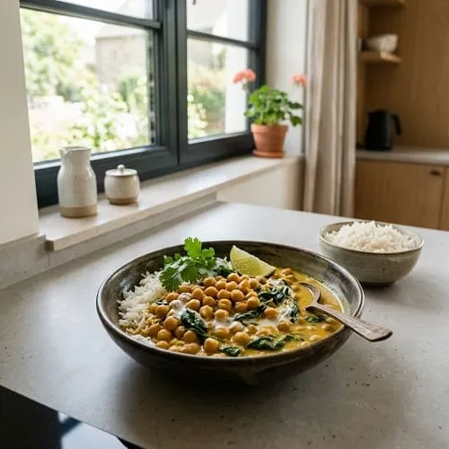 Kichererbsen-Curry mit Kokosmilch als schnelles Thermomix Mittagessen