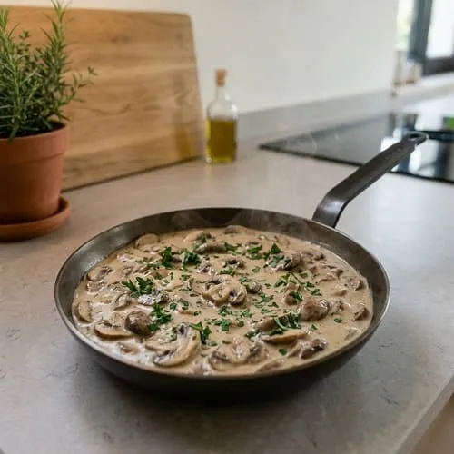 Cremige Pilzrahm-Soße als schnelles Thermomix Rezept für Mittagessen