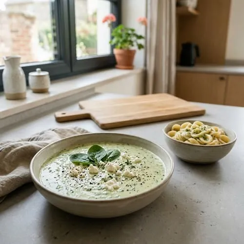 Spinat-Feta-Soße als schnelles Thermomix Mittagsgericht mit Pasta